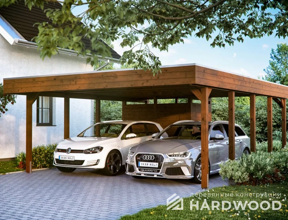 Навес 6х8 односкатный из дерева №132 - фото 954